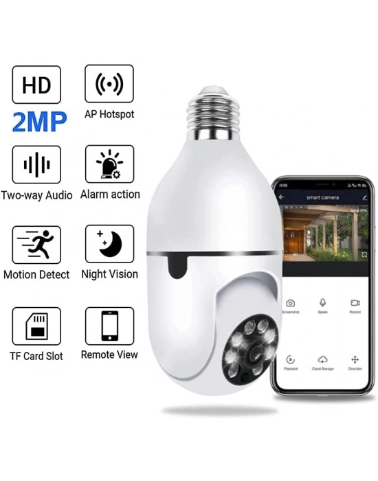 ÇOK SATAN Wifi 360 Panoramik Ampul Kamera Gece Görüş Sesli Akıllı Hareket Algılayıcı