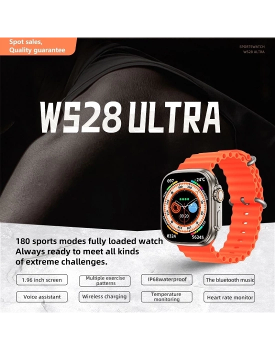 ÇOK SATAN Ws28 Ultra 49mm Siri Tansiyon Ateş Nabız Ölçer Akıllı Saat