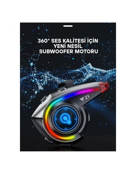 ÇOK SATAN Y21 Rgb Işık Efektli Intercom Bluetooth Motosiklet Kask Kulaklığı Intercom Kulaklık