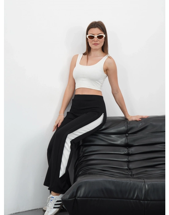 Yandan katlamalı pantolon siyah