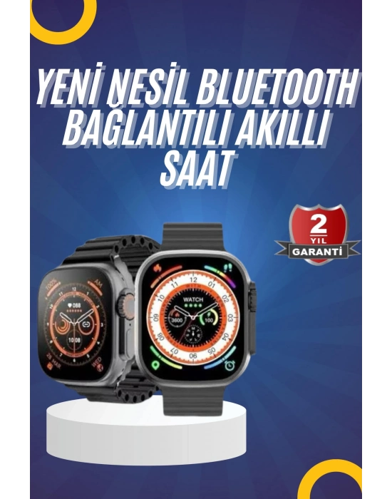 ÇOK SATAN Yeni Model Akıllı Saat Ultra Smart Watch Gümüş Kasa 45mm Titreşim