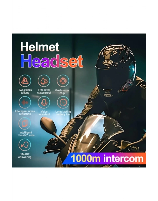 ÇOK SATAN Yeni Model Y80-2x Motosiklet İntercom 2 Kişilik Bağlantı Rgb Işıklı Bluetooth Kulaklık Seti
