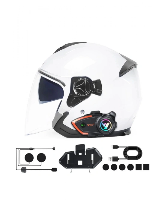ÇOK SATAN Yeni Model Y80-2x Motosiklet İntercom 2 Kişilik Bağlantı Rgb Işıklı Bluetooth Kulaklık Seti