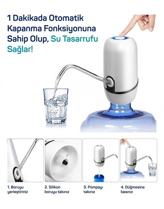 ÇOK SATAN Yeni Nesil Dokunmatik Damacana Su Pompası Şarjlı 1200 Mah