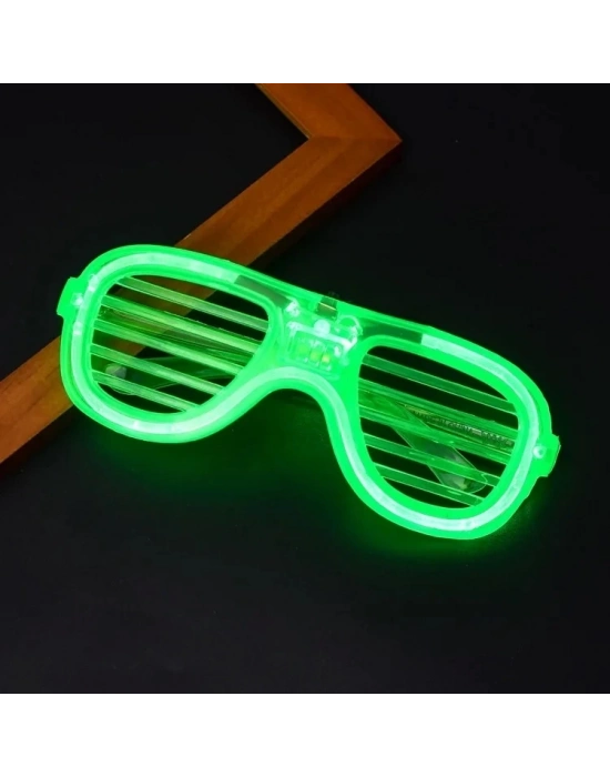 ÇOK SATAN Yeşil Led Işıklı Parti Gözlüğü – Neon Glow Şerit Gözlük 3 Modlu