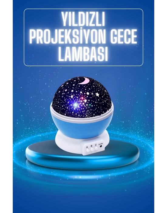 ÇOK SATAN Yıldızlı Gece Lambası Mor Projeksiyon Görünümlü Masa Lambası Renk Değiştirebilen