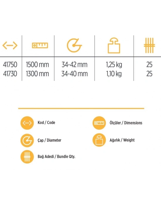 ® YKS 41750 Eğik Kürek Sapı 1,5 Metre