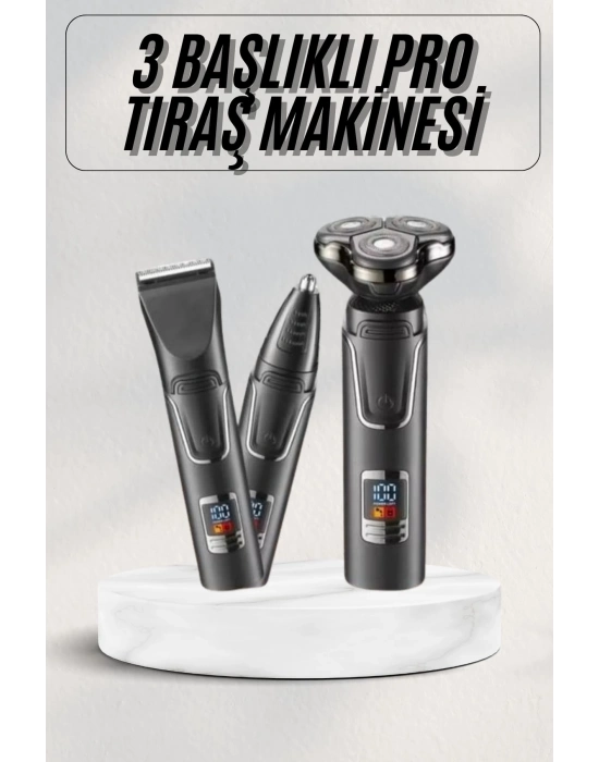 ÇOK SATAN Yüksek Performanslı 3 Başlıklı Profesyonel Şarjlı Islak ve Kuru Kullanıma Uygun
