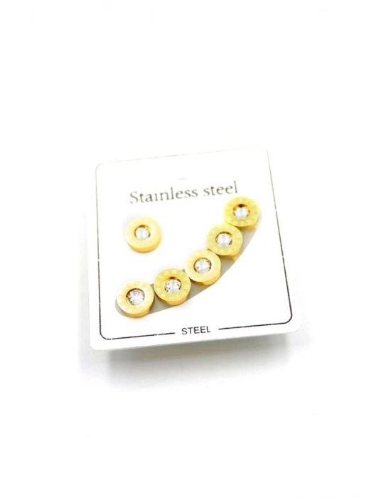 Çoklu Çelik Küpe - Altın