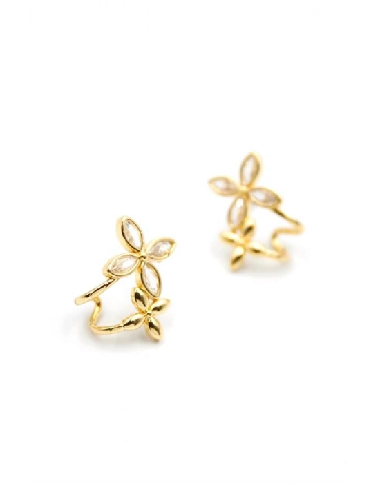 Çoklu Çiçek Küpe - Altın