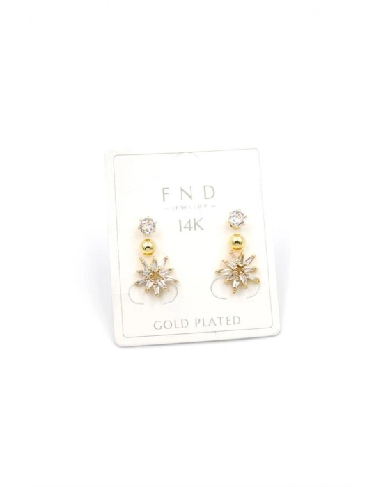 Çoklu Çiçek Küpe - Altın