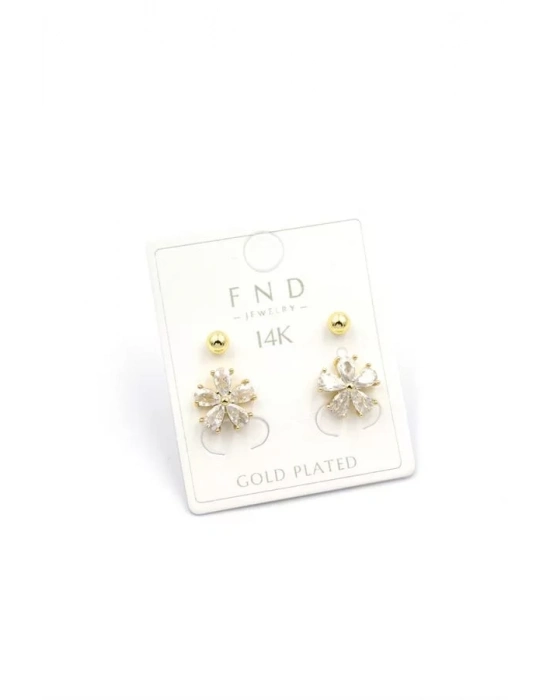 Çoklu Çiçek Küpe - Altın