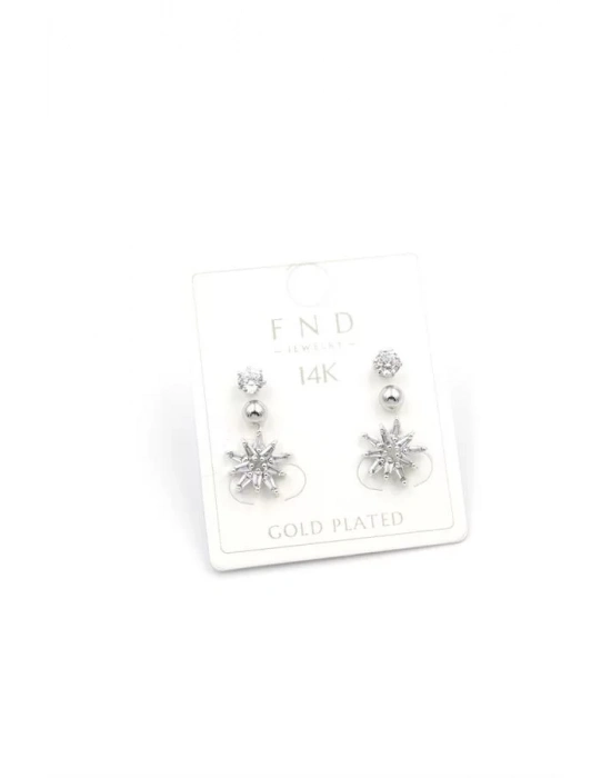 Çoklu Çiçek Küpe - Gümüş