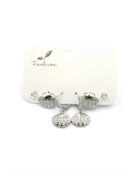 Çoklu Deniz Kabuğu Küpe - Gümüş