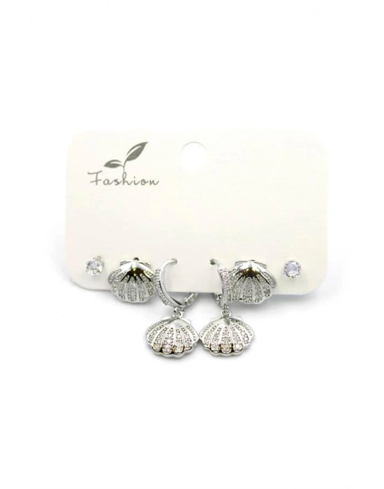 Çoklu Deniz Kabuğu Küpe - Gümüş