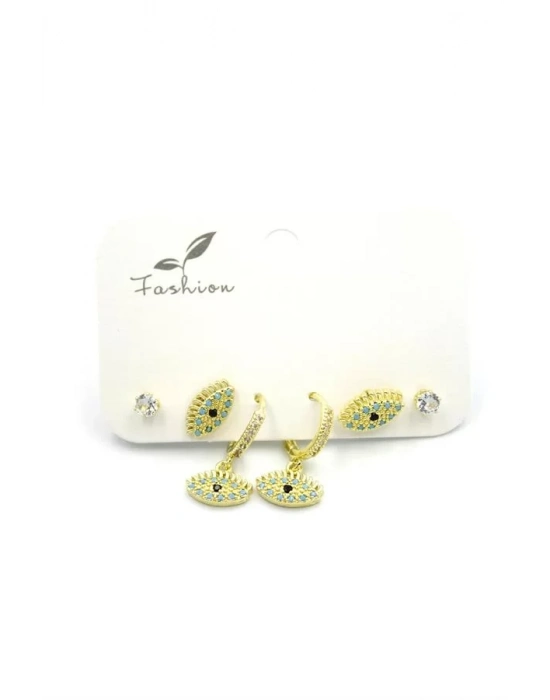 Çoklu Göz Küpe - Altın