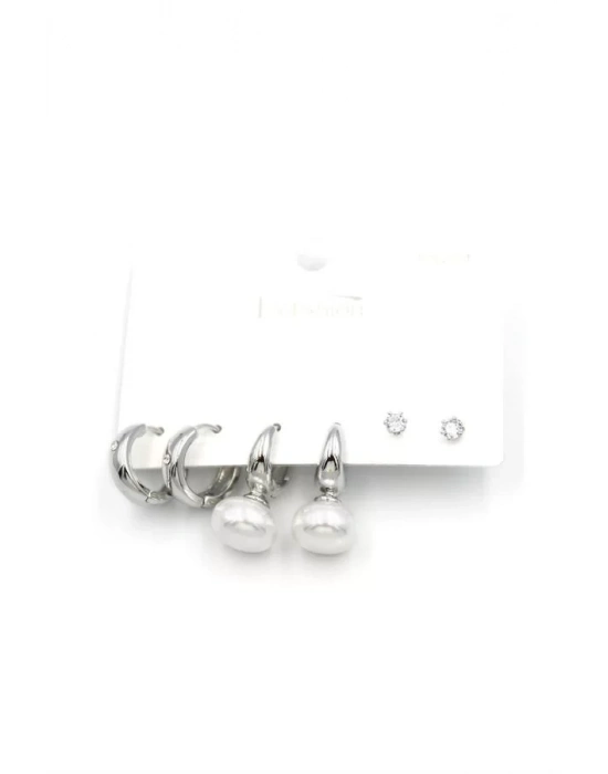 Çoklu İncili Küpe - Gümüş