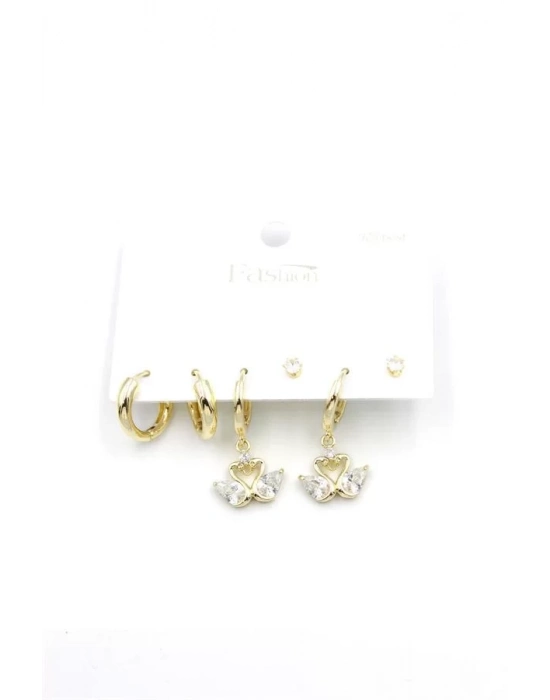 Çoklu Kuğu Küpe - Altın