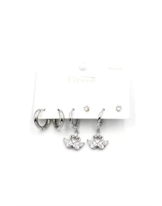 Çoklu Kuğu Küpe - Gümüş