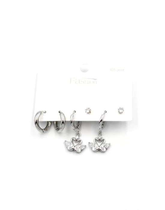 Çoklu Kuğu Küpe - Gümüş