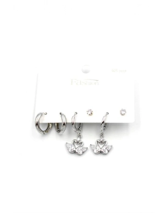 Çoklu Kuğu Küpe - Gümüş