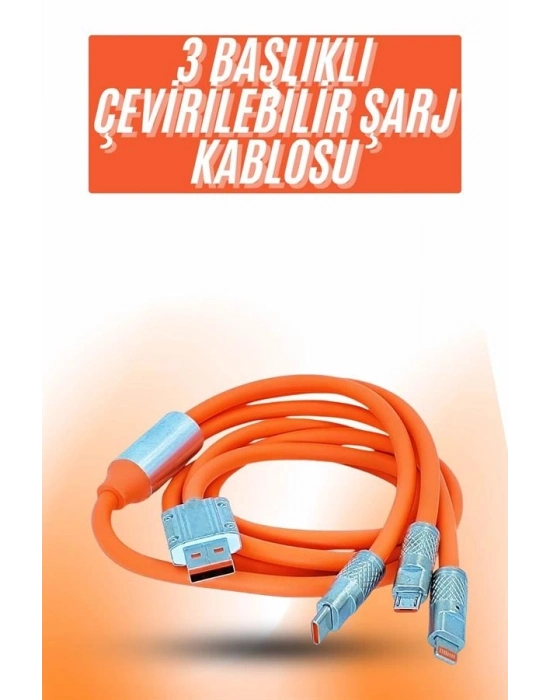 Çoklu Şarj Kablosu USB Type-C İOS Uyumlu 120W Hızlı Şarj Kablosu