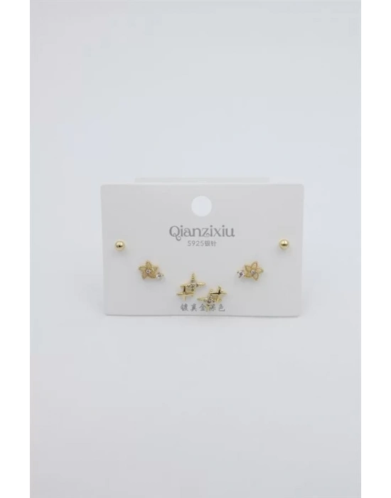 Çoklu Set Küpe - Altın