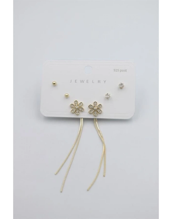 Çoklu Set Küpe - Altın