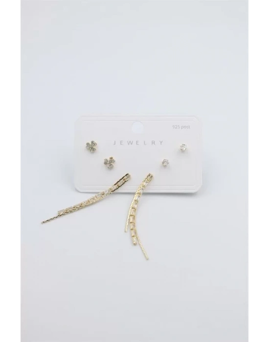 Çoklu Set Küpe - Altın