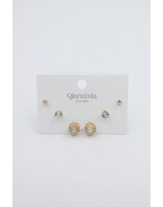 Çoklu Set Küpe - Altın