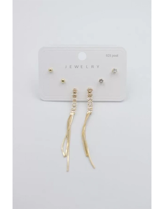 Çoklu Set Küpe - Altın