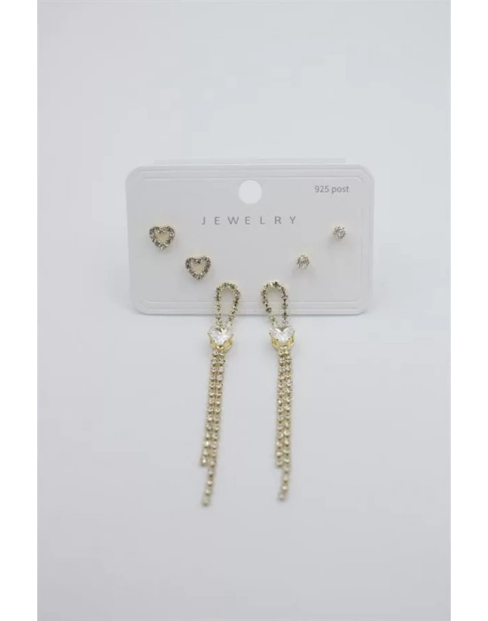 Çoklu Set Küpe - Altın