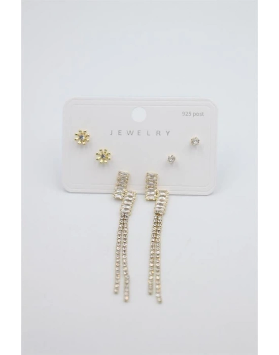 Çoklu Set Küpe - Altın