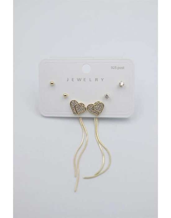 Çoklu Set Küpe - Altın