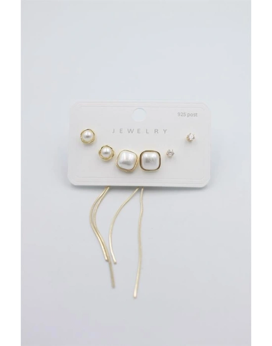 Çoklu Set Küpe - Altın