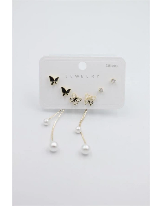 Çoklu Set Küpe - Altın