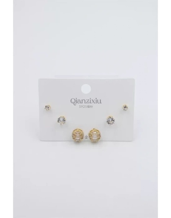 Çoklu Set Küpe - Altın