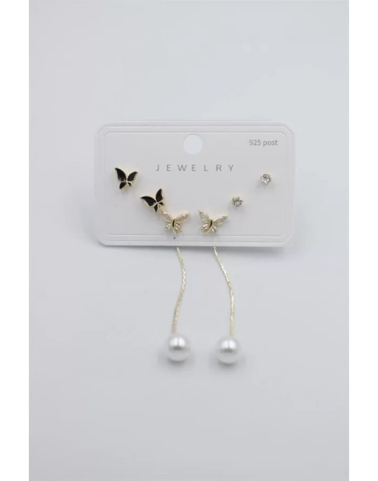 Çoklu Set Küpe - Altın