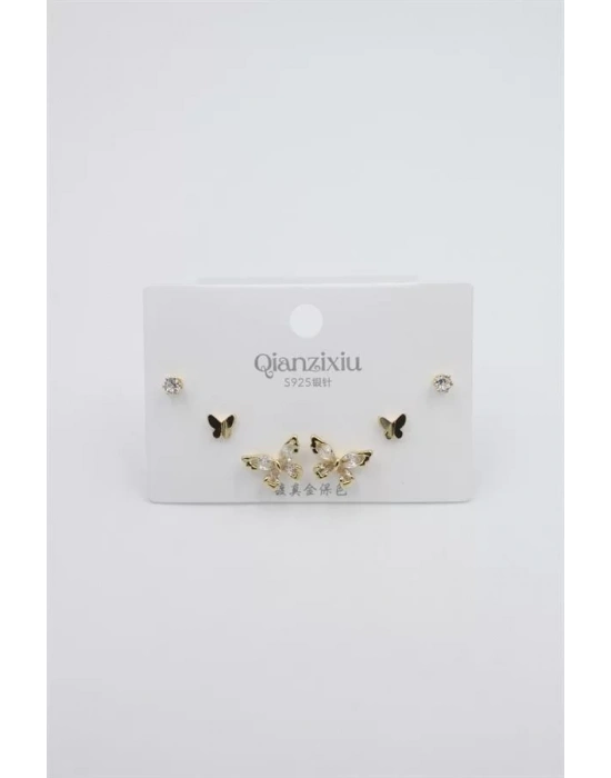 Çoklu Set Küpe - Altın