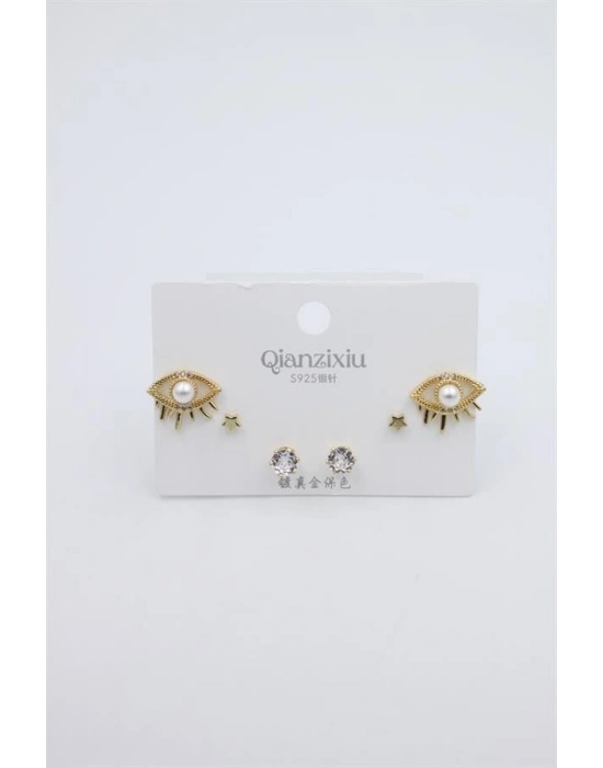 Çoklu Set Küpe - Altın