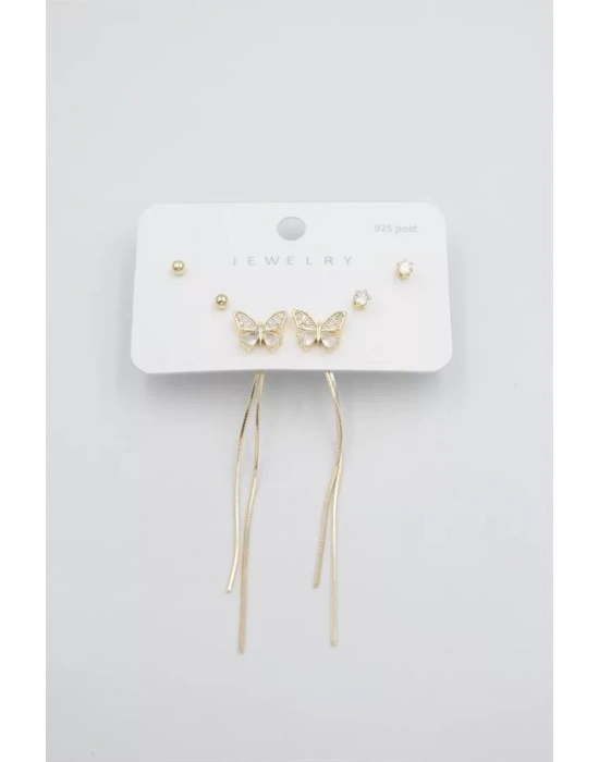 Çoklu Set Küpe - Altın