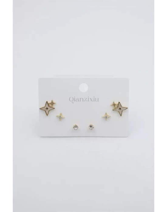 Çoklu Set Küpe - Altın