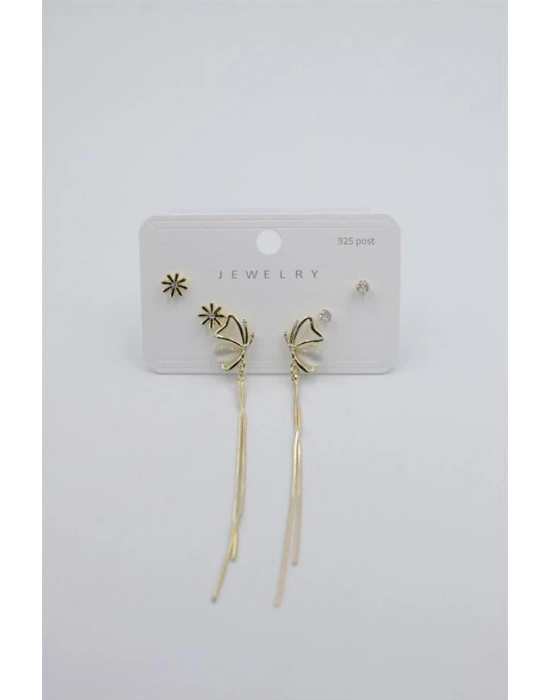 Çoklu Set Küpe - Altın