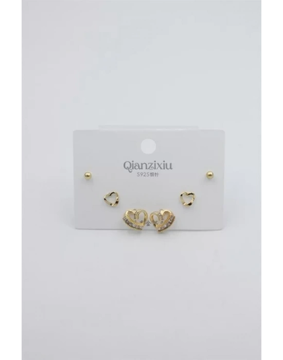 Çoklu Set Küpe - Altın