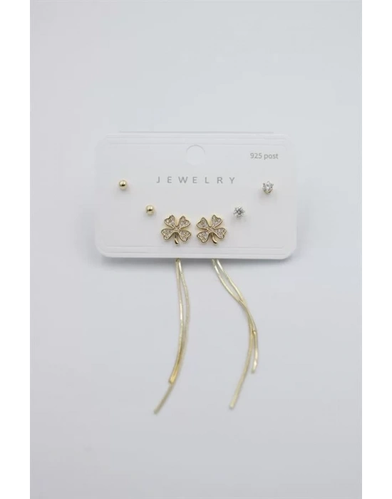 Çoklu Set Küpe - Altın