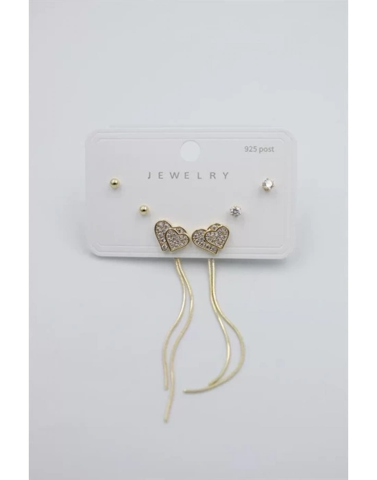 Çoklu Set Küpe - Altın