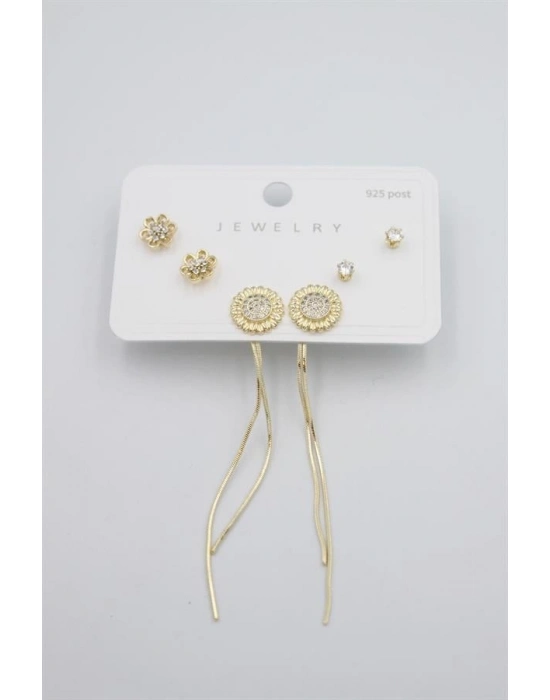 Çoklu Set Küpe - Altın