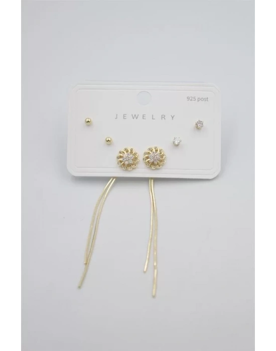 Çoklu Set Küpe - Altın