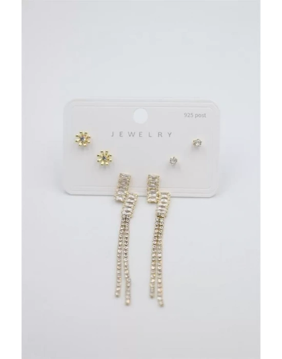 Çoklu Set Küpe - Altın