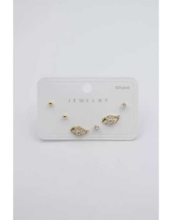 Çoklu Set Küpe - Altın